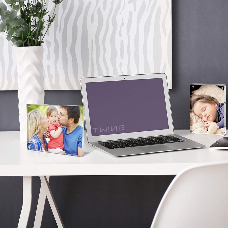 TWING 3.5x5 Inch Acrylic Picture Frame Horizontal Magnet Double Sided Photo Frame with Microfiber Cloth,12 + 12MM Thickness Clear Picture Frame Desktop Acrylic Photo Frame Display Gifts Ideal - Image 5